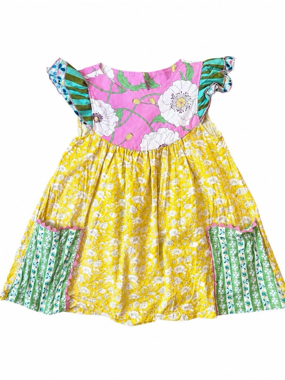 Matilda Jane Yellow Pink Green Floral Mix top size 4